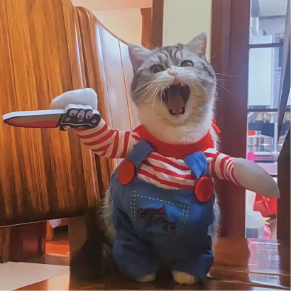 Spooky Doll Pet Costume – Halloween Cosplay for Cats & Small Dogs