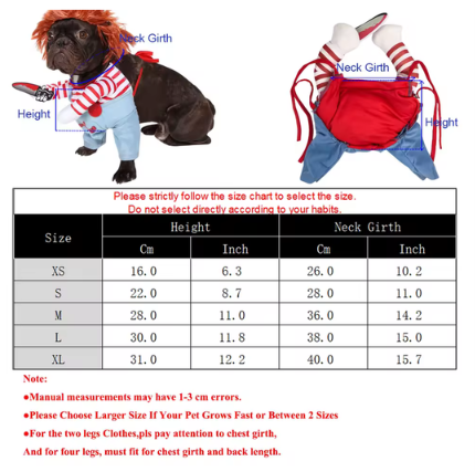 Spooky Doll Pet Costume – Halloween Cosplay for Cats & Small Dogs