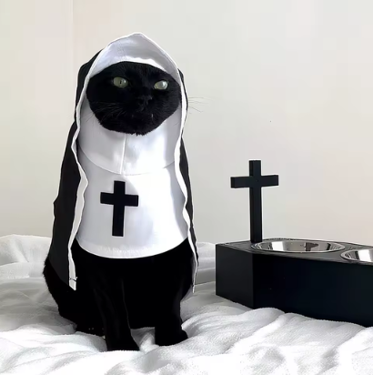 Nun Pet Costume – Funny Halloween Cosplay for Cats & Dogs